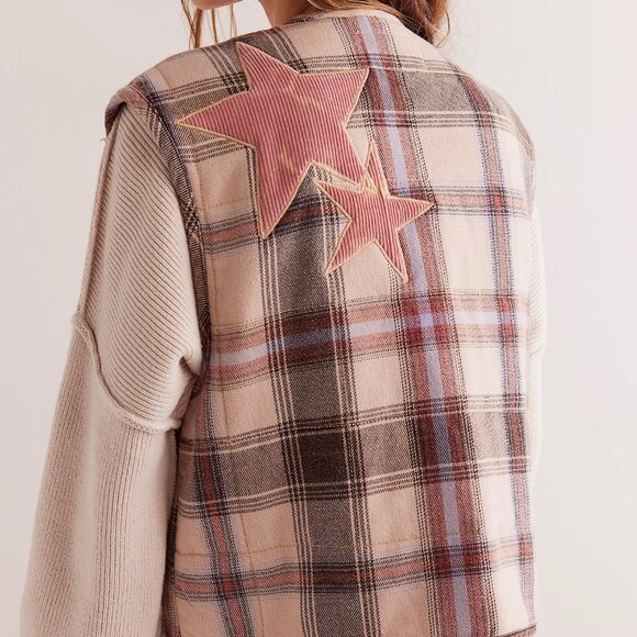 NWT We The Free Starry Plaid Vest - Picture 3 of 10
